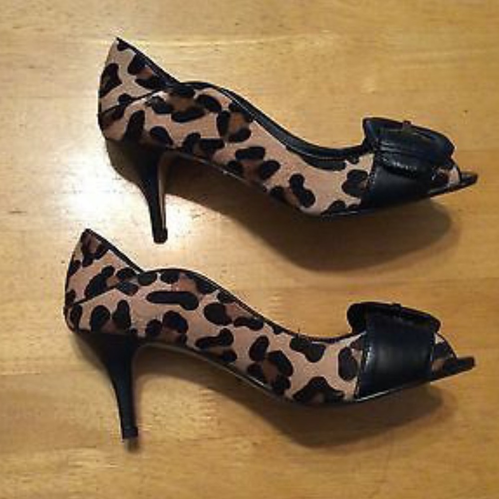 Leopard Print Stiletto Heels with Black Accents
